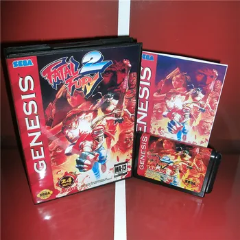 

MD games card - Fatal Fury 2 US Cover with Box and Manual For Sega Megadrive Genesis Video Game Console 16 bit MD card