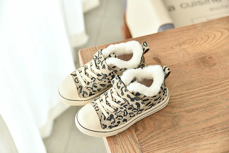 Йоркзалер утепленные детские кроссовки для девочек Новая модная парусиновая обувь на плоской подошве детская спортивная обувь с леопардовым принтом подростковая обувь для пробежек