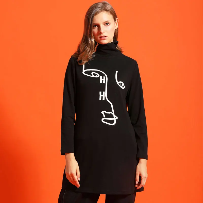 black Модная осенняя и зимняя Новинка, модная однотонная женская рубашка с высоким воротником и длинным рукавом, большие размеры PA279 - Цвет: black