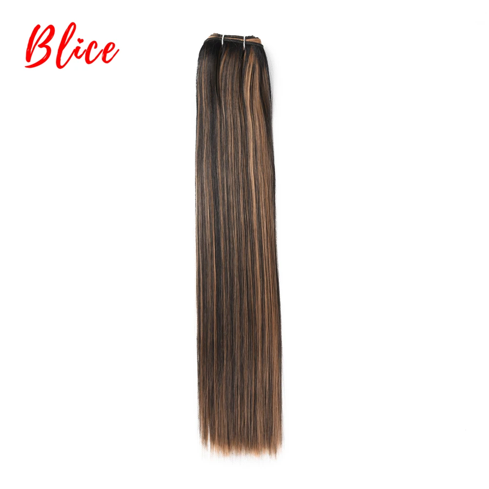 

Blice 18-26 Inch Synthetic Hair Extension 1PCS/Pack Bundle Weft Yaki Straight Weaving Mixed Color Kanekalon Hair For Women