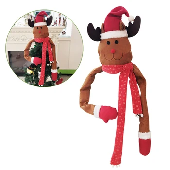 

Christmas Decoration Elk Christmas Tree Toppers Home Outdoor With Scarf Hat Hanging New Year Dinner Party Home