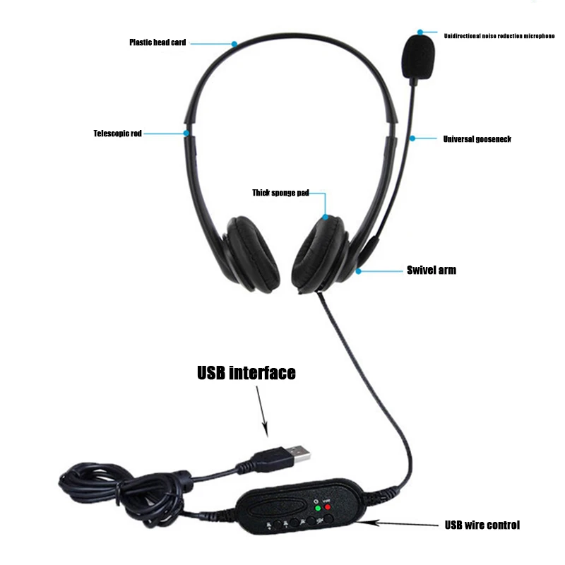 Wired Headset with Microphone Stereo Gaming Headphone for PC Computer Accessories FKU66