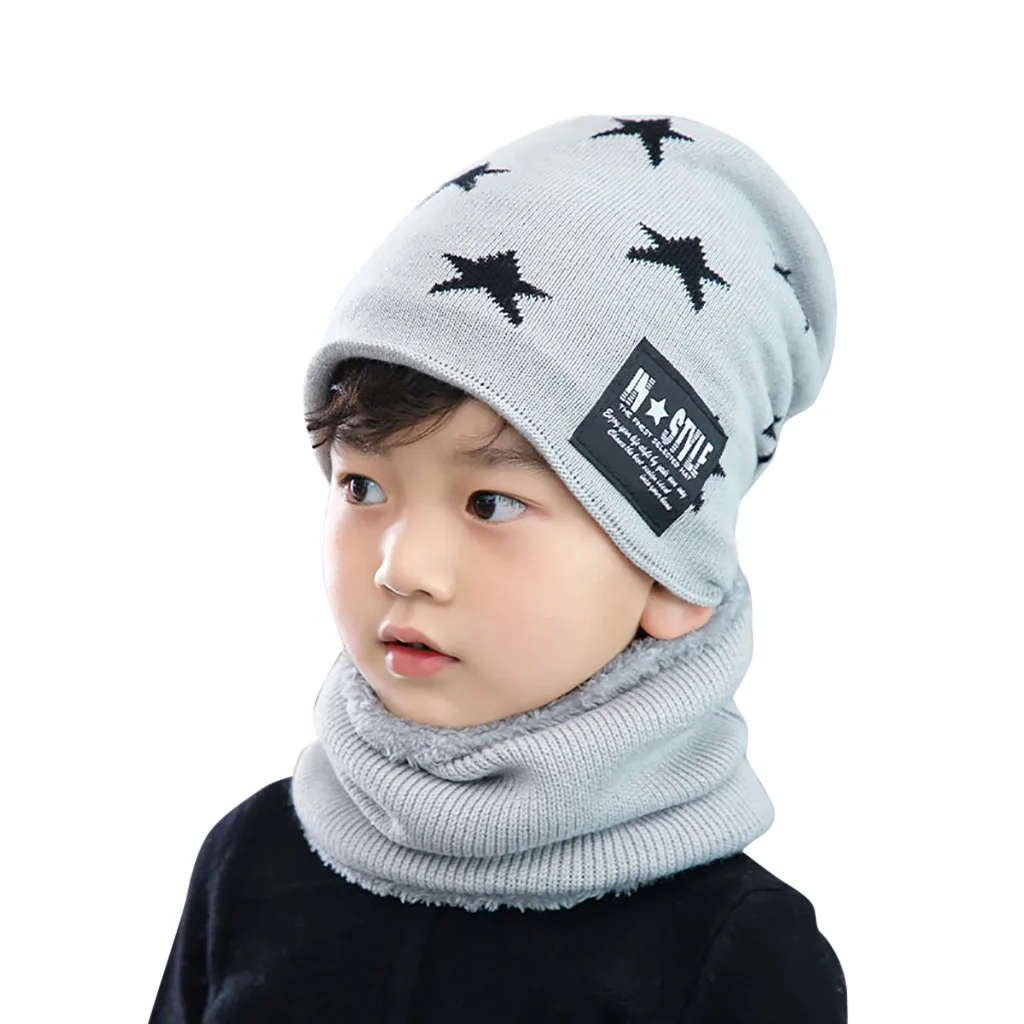 Флисовая вязаная зимняя шапка контрастных цветов для детей, шапка+ шарф, комплект из двух предметов, модные вязаные зимние шапки для мужчин, толстые и теплые
