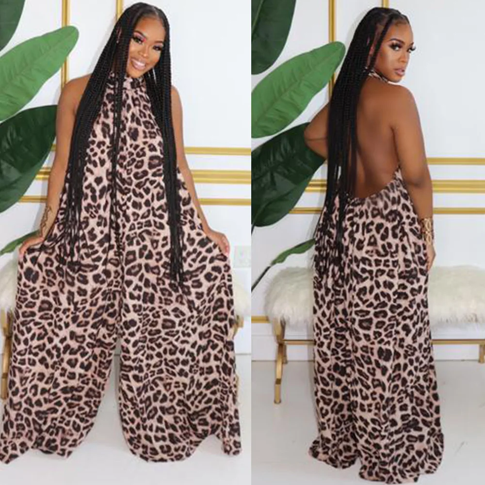 

ChocoMist Jumpsuits Sexy Leopard Backless Design Jumpsuit VK2006