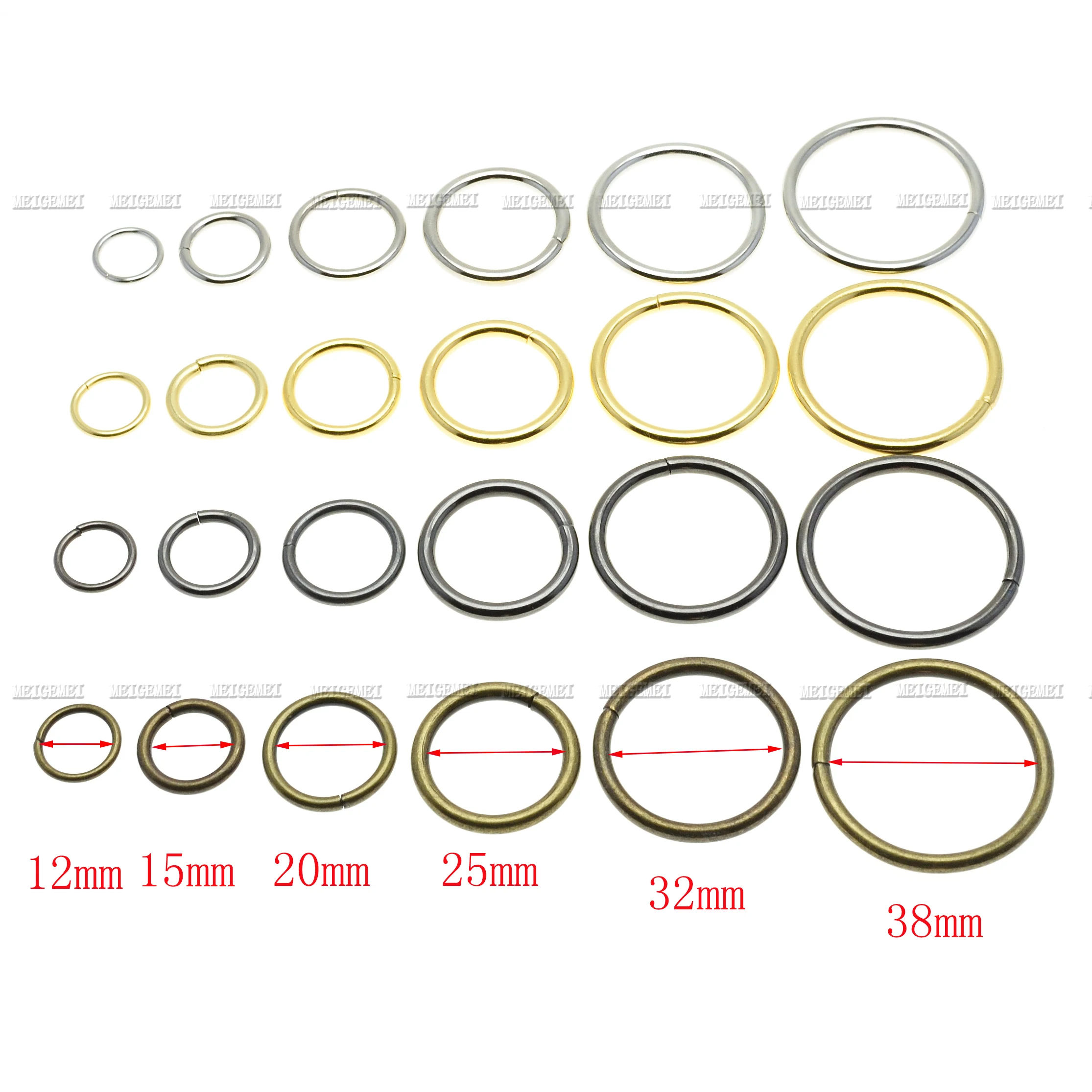 25mm ID 3.8mm Thickness Metal O Ring Iron Silver Tone 15 Pack 