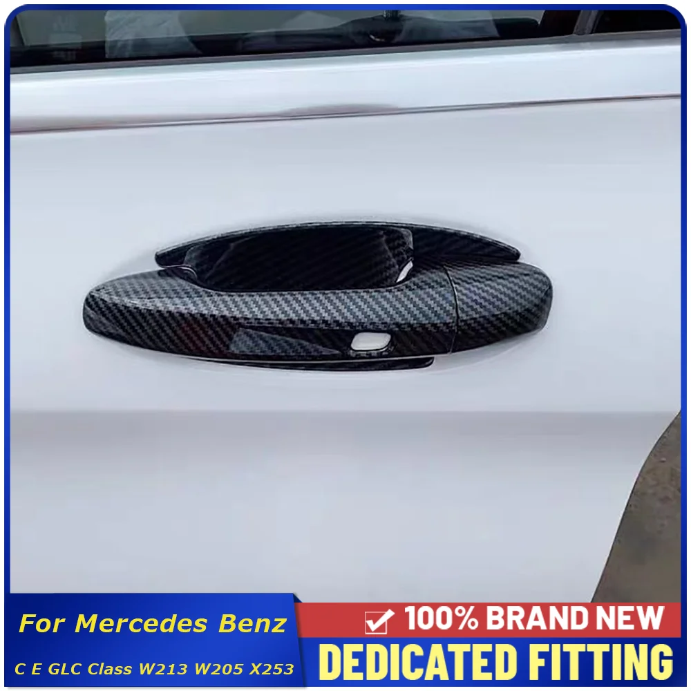 

For Mercedes Benz C E GLC Class W213 W205 X253 Carbon Fiber Car Styling Outer Side Door Handle Decorative Cover Frame