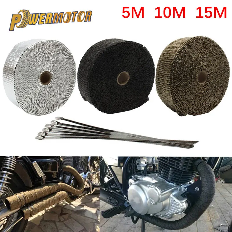 Motorcycle Exhaust Muffler Thermal Tape Band Pit Bike Tuning Moto Car Heat Wrap Exhaust System 5cm 5m 10m 15m Enduro Motocross