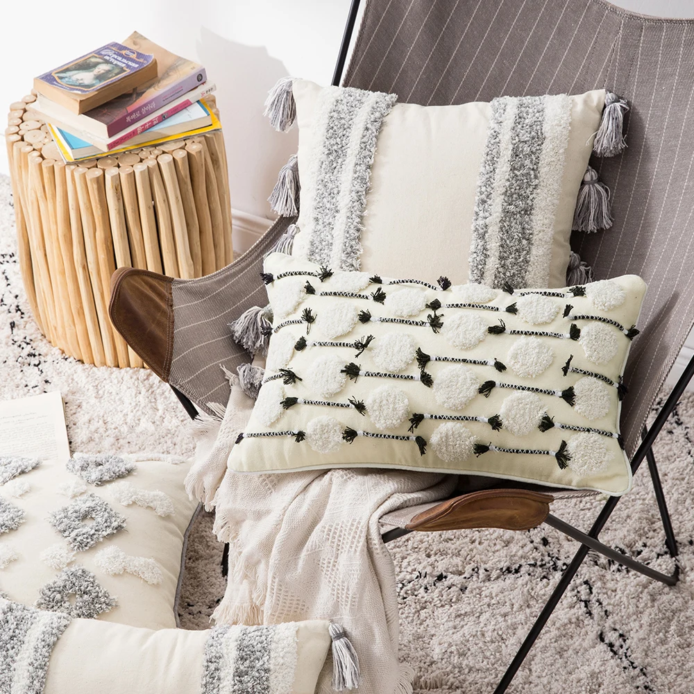Декоративная наволочка для подушки в этническом стиле, тканая стеганая наволочка с кисточками, супер мягкая квадратная наволочка