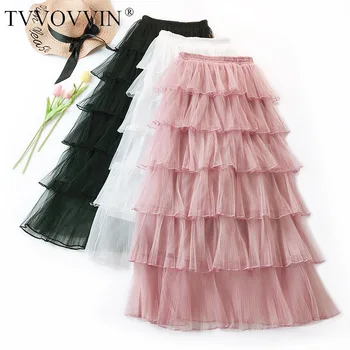 

Korea 2020 NEW Spring And Summer A-line Double Multi-layer Mesh Halfbody Skirt Wholesales Cake Long Girl's Clothes Y096