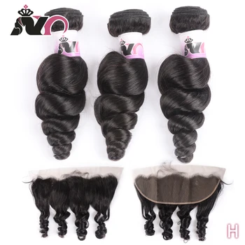

NY Loose Wave Bundles With Frontal Peruvian Weave Human Hair Deals 3 Bundles With 13*4 Swiss Lace Closure Non-Remy Hair Bundles