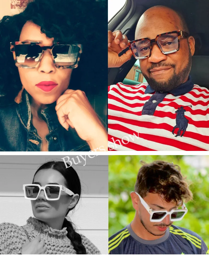 New Luxury Brand Designer Square Oversized Sunglasses Men