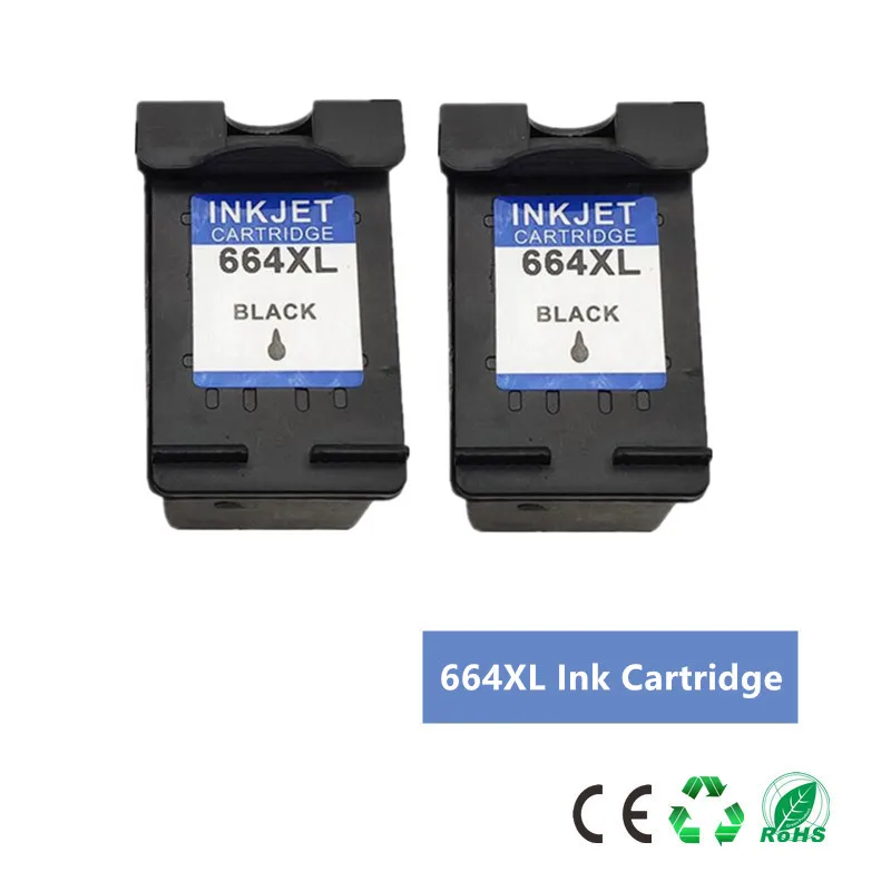 2Pk Black 2 черный 664 для hp 664XL 664 переработанного чернильного картриджа для hp 664 с чернилами hp Deskjet 1115 2135 3635 2138 3636 3638 4535 4536 4538 4675 4676 4678 принтер - Цвет: 2Pk Black