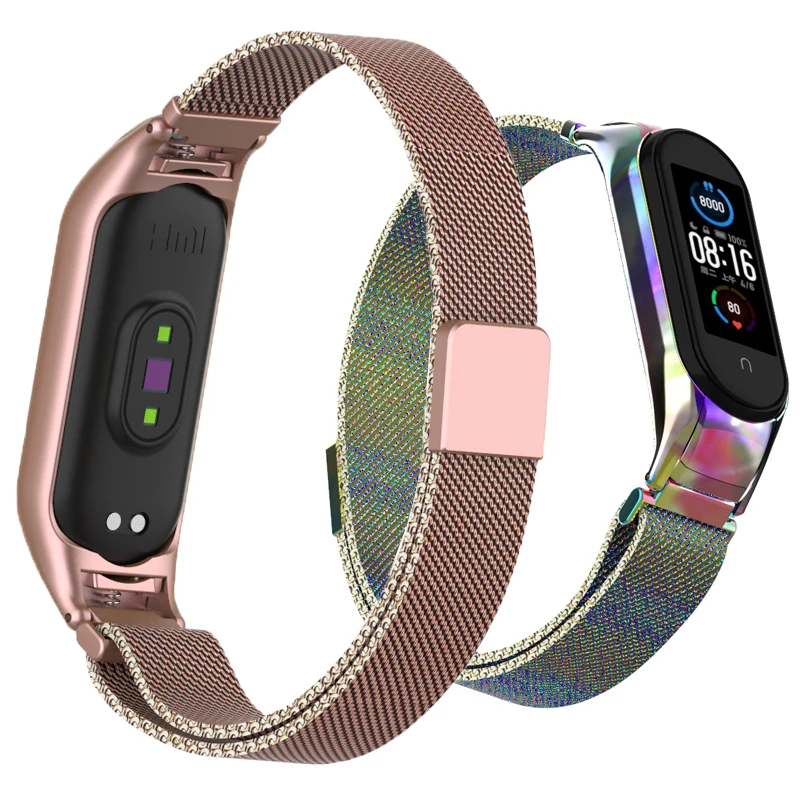 

Magnetic Strap For Xiaomi Mi Band 4 5 6 Wrist Metal Bracelet Stainless Steel Pulseira MIband for mi band 6 MiBand 5 4 Wristband