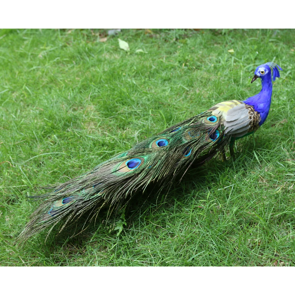 Turning Head Peacock Feather Garden Decoration Ornament, Multi-Colour