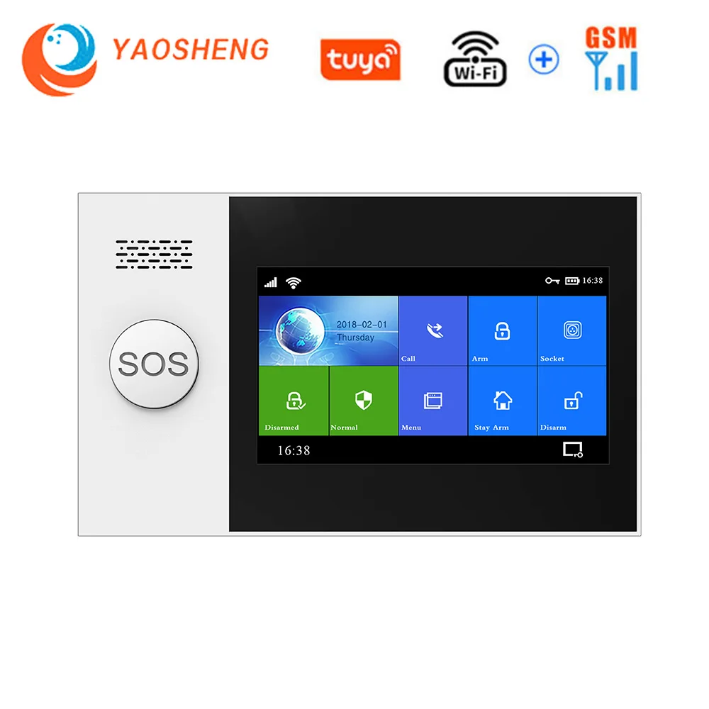 Беспроводная домашняя охранная сигнализация WIFI GSM SMS Tuya Smart Life APP Control с сенсорным