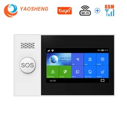 Wireless WIFI GSM Home Burglar Security Alarm System SMS Tuya Smart Life APP Control With 4.3Inch Touch Screen Alarm Kits