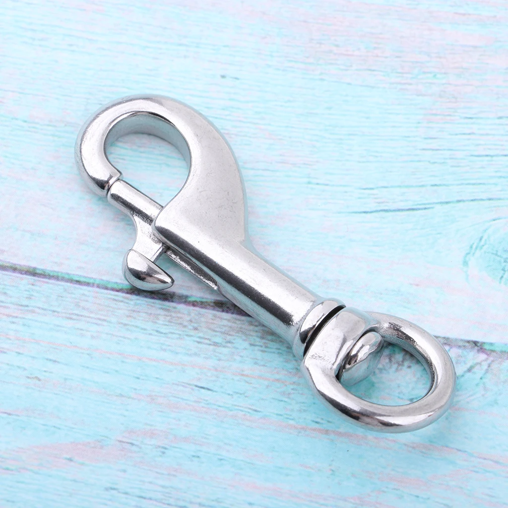 316 Stainless Steel Hook Swivel Eye Bolt Snap for Scuba Diving Diver 68mm Single Head Hook Spring 