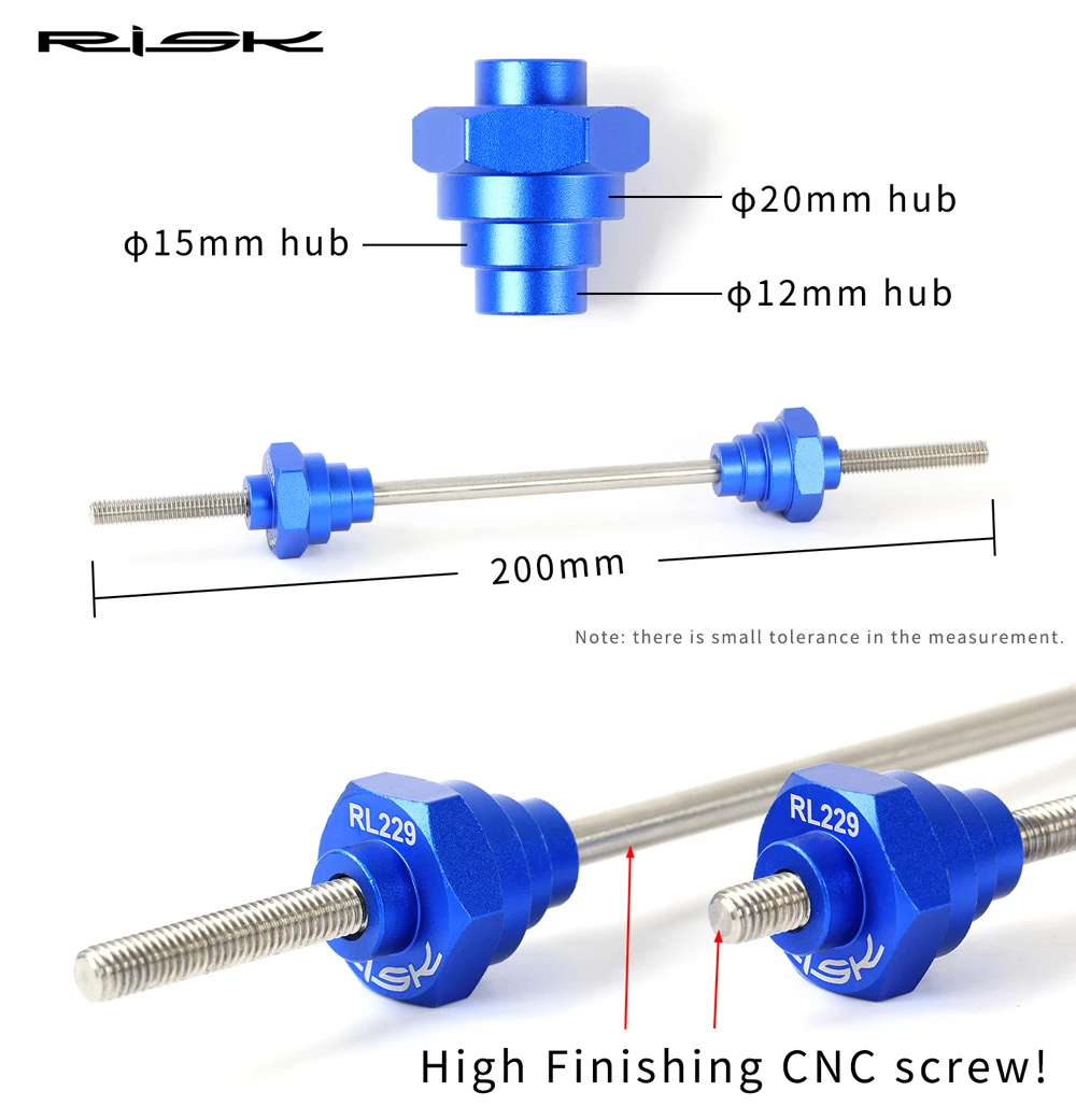 Blowing Bicycle Hub Thru Axle Adapter For Wheel Truing Stands 12/15