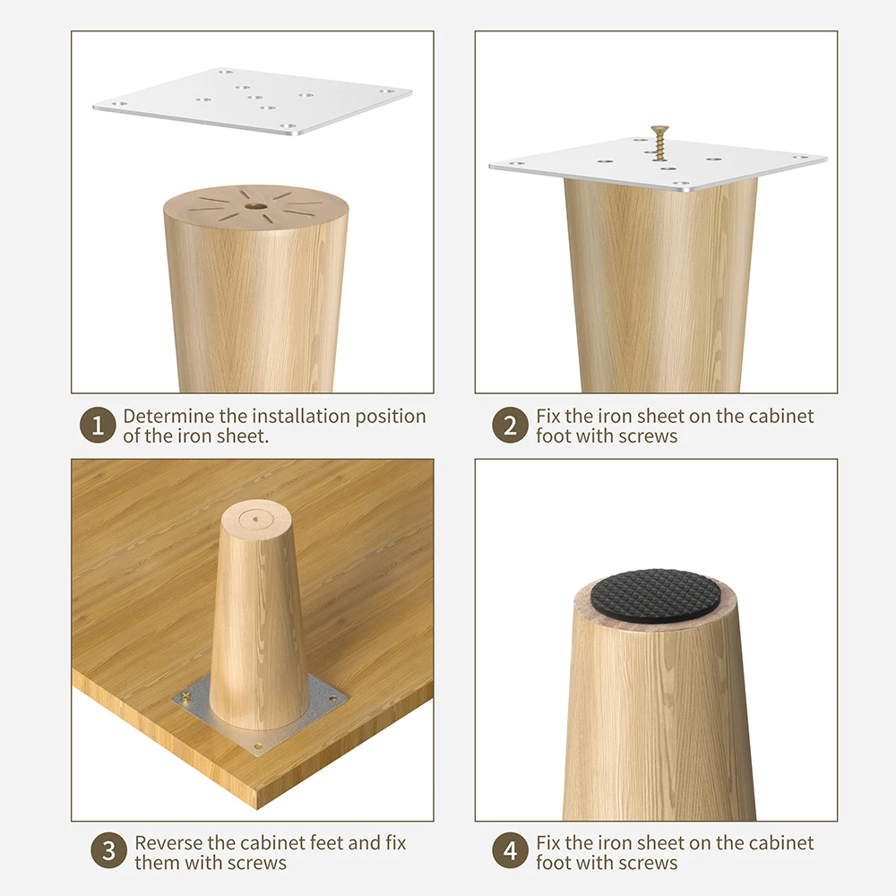 1pcs Solid Wood Legs for Furniture，Inclined Cone Sofa Bed Cabinet Table and Chair Replacement Feet Sloping Feet Multi-size