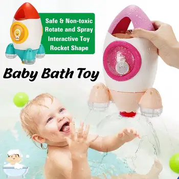 

Creativity Baby Bathing Toy Cute Rocket Water Sprayer Baby Shower Children Water Playing Rotary Toys Shower Swimming Water Toys