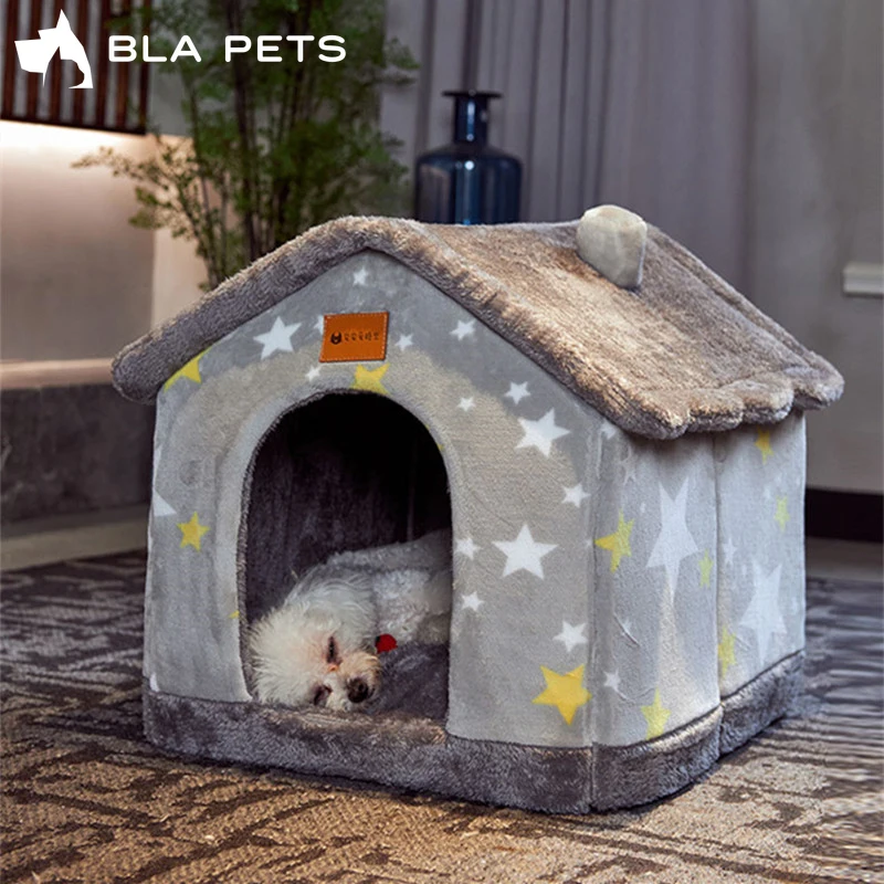 Cama perrera plegable para perros y gatos, nido cálido para invierno, productos para mascotas, cesta, cueva, sofá