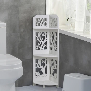 

Bathroom Shelf Floor-standing Triangular Floor-to-ceiling Toilet Cubicle Vanity Storage Rack Narrow Slot