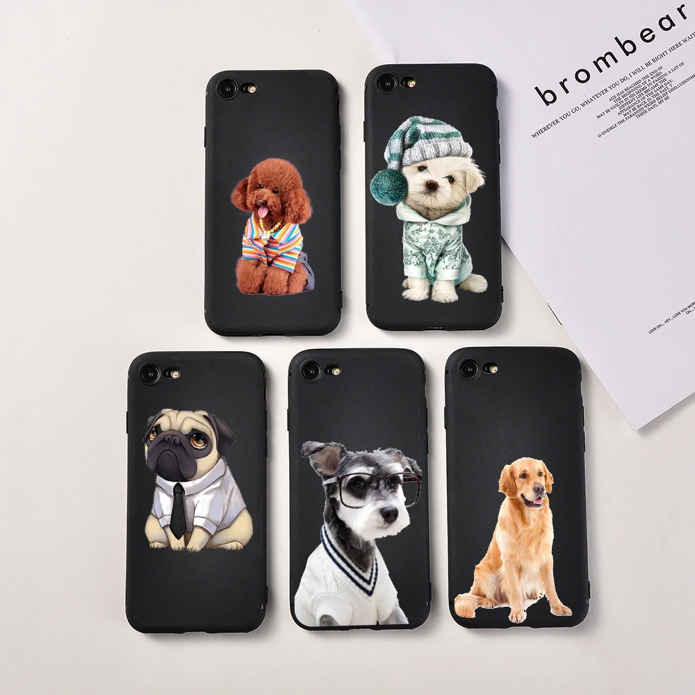 

Cute Dogs Animal Phone Case Soft Black TPU Case For iPhone XR 6S 8 7 6 S Plus Matte Back Coque For iPhone 11 Case