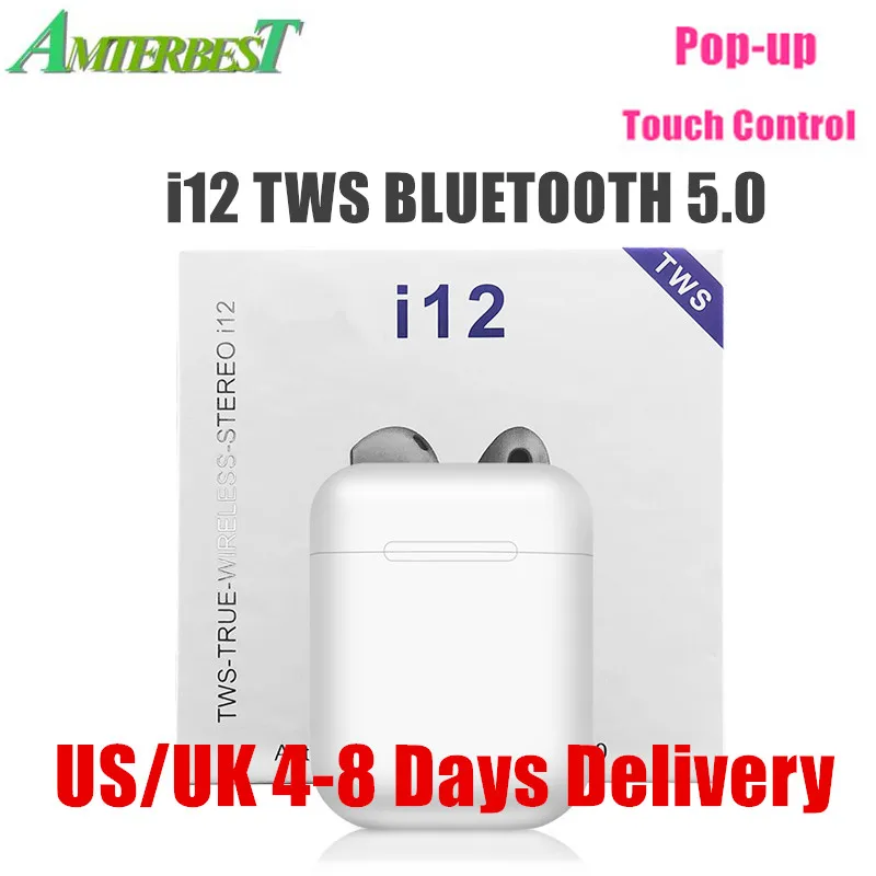 Продажа AMTERBEST высокое качество I12 наушники вкладыши TWS с Беспроводной Bluetooth 5,0 наушники с ультранизкими басами наушники Pk I10 HBQ I11 I13 I60 I30 для IPhone 8 Plus