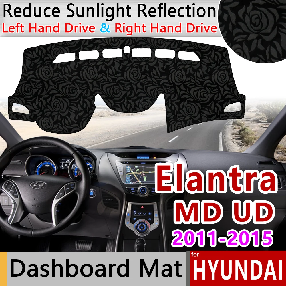 

for Hyundai Elantra 2011 2012 2013 2014 2015 MD UD Avante Anti-Slip Mat Rose Pattern Dashmat Dashboard Cover Pad Car Accessories