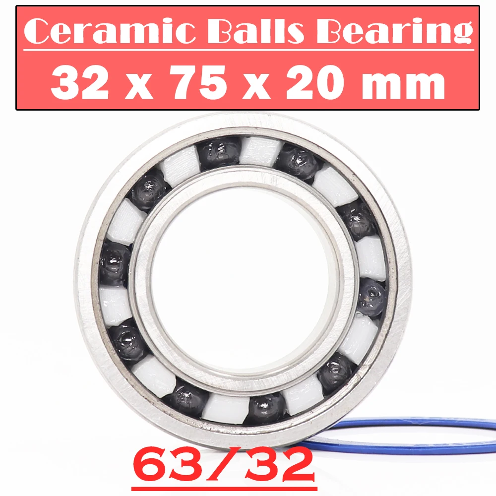 

63/32 Hybrid Ceramic Bearing 32*75*20 mm ( 1 PC ) Race Bike Front Rear Wheel 63 32 2RS LUU Hybrids Si3N4 Ball Bearings 63/32RS