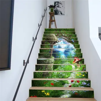 

13Pcs/Set Spring Landscape Pvc Stair Stickers Living Room Decoration Nordic Creative Self-Adhesive Wall Stickers Step Stickers