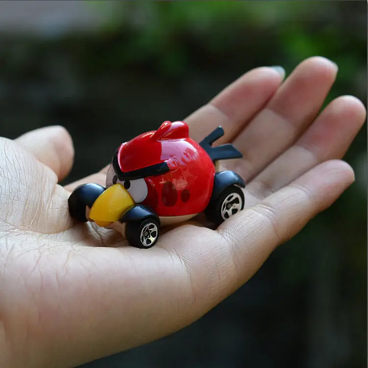 

Hot whee Angry Bird anime figure Red snow scooter Chuck Bomb Matilda Birds figurines mini model car Action Toy Figures