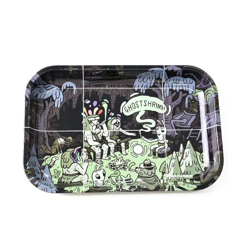 280mm-180mm Tinplate Metal Tobacco Rolling Tray Storage Plate Discs For Smoke Bob Marley Weed Herb Grinder Cigarette Container Tray Ashtrays - Цвет: 280mm-180mm