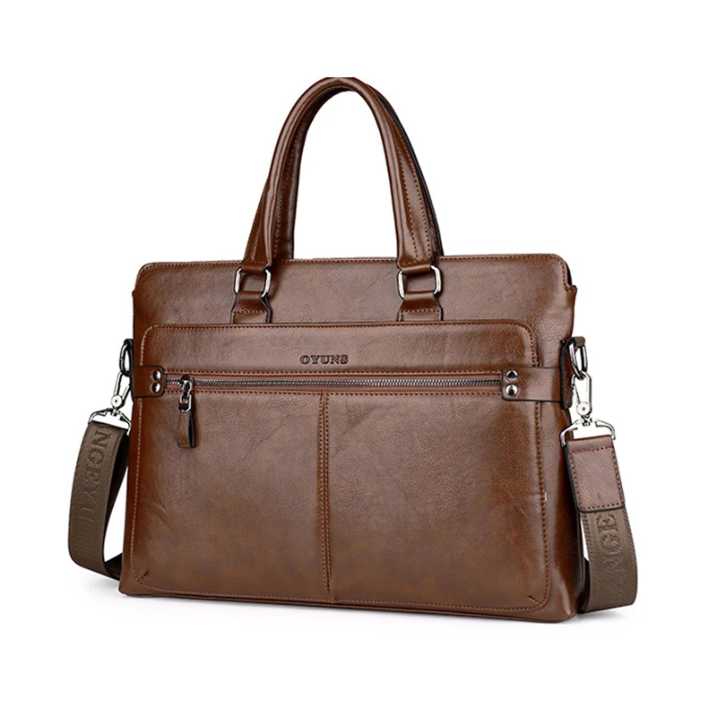 Роскошная мужская сумка для ноутбука из натуральной кожи, повседневная мужская водонепроницаемая сумка на плечо, кожаный деловой портфель, сумка-мессенджер