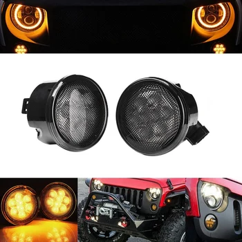 

Car Front Grille LED Turn Signal Lights Smoke For Jeep Wrangler JK 2007-2018
