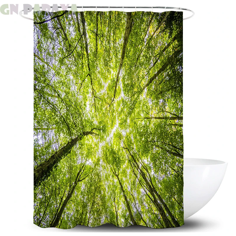 

Forest sky Bath Curtains farmhouse decor Waterproof Polyester tropical pattern landscape Shower Curtains Screen with Hook new