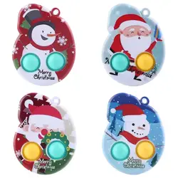 Jouet sensoriel à bulles de noël, porte clés à décompression Portable, jouet en Silicone, pendentif de noël 