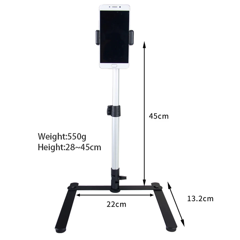  Photography Adjustable Table Top Stand Set Mini Monopod+Phone Clip Fill-In Light Bluetooth Control