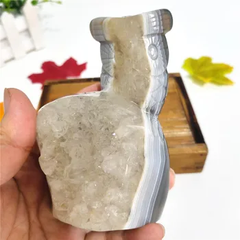

Hand Carved Amazing Natural Agate Crystal Owl ZJP