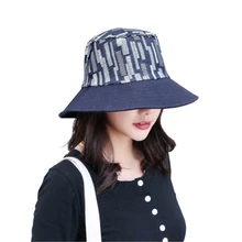 Летняя джинсовая Рыбацкая шляпа Женская Солнцезащитная Бойцовая цветная шляпа для бассейна Солнцезащитная однотонная складная шляпа