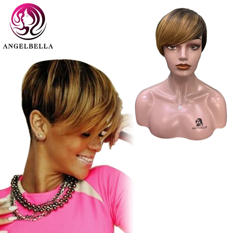 Angelbella 8 дюймов телефон 1b # 30 Омбре цвет фальшивые вырезанные парики бразильские
