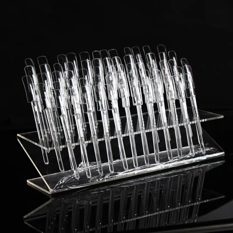 32 / 64 Tips Pop Sticks Nail Art Clear Tips Display Stand Rack Nail Polish Practice Training Tool Nail Art Tips Color Swatches