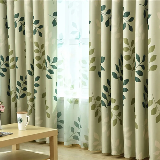 Cortinas Visillo Morrón hojas Estampados para Salón Paneles con Ojales  acero para Sala Comedor Habitación. - AliExpress