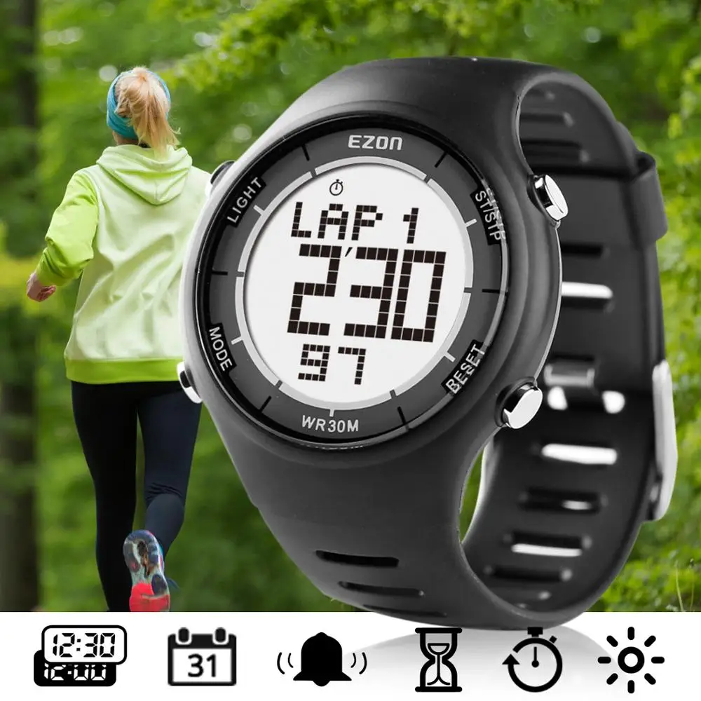 

Men's Digital Sport Watch for Outdoor Running with Alarm Clock Stopwatch and countdown timer 30M Waterproof EZON L008