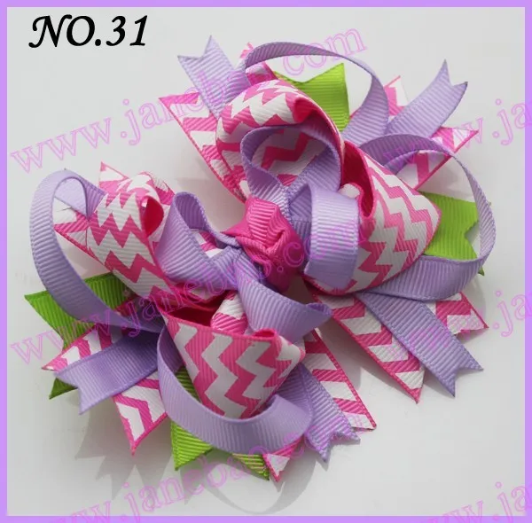 500 шт 4,5 ''шеврон волосы банты девушки банты из бутика фанки слоистых Hairbows бутик фанки лук