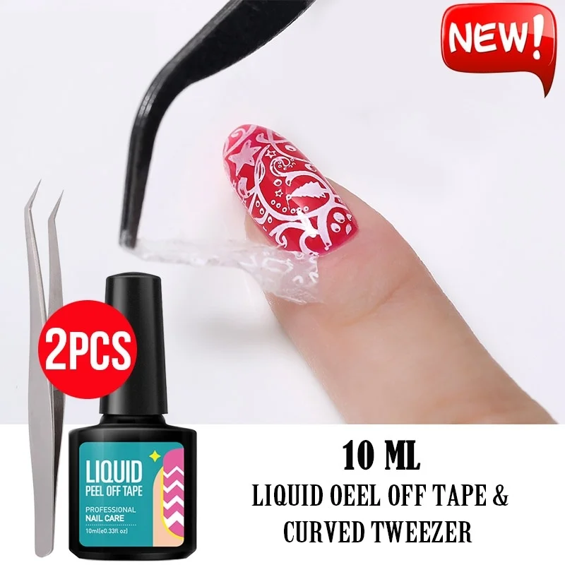Lacheer Peel Off Nail Art Tape Latex Soak Clean Gel Easy Cuticle Guard Lacquer Tweezers Tools Kits | Красота и здоровье