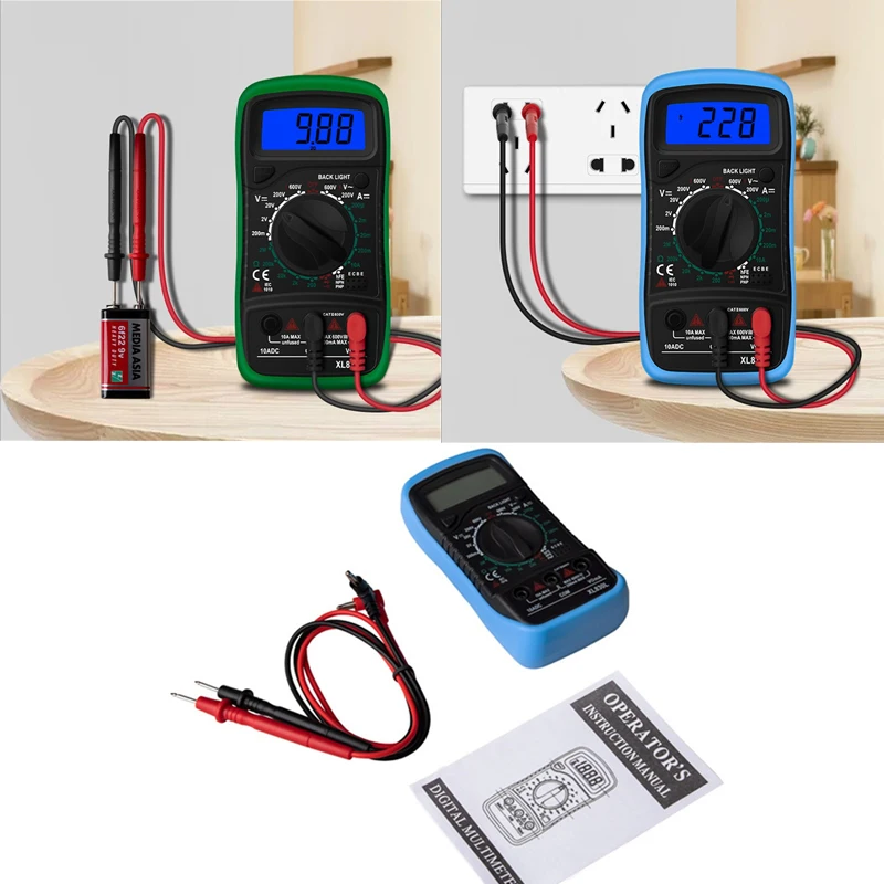 

Portable Digital Multimeter AC/ Ammeter Voltmeter with Backlight XL830L 1pcs