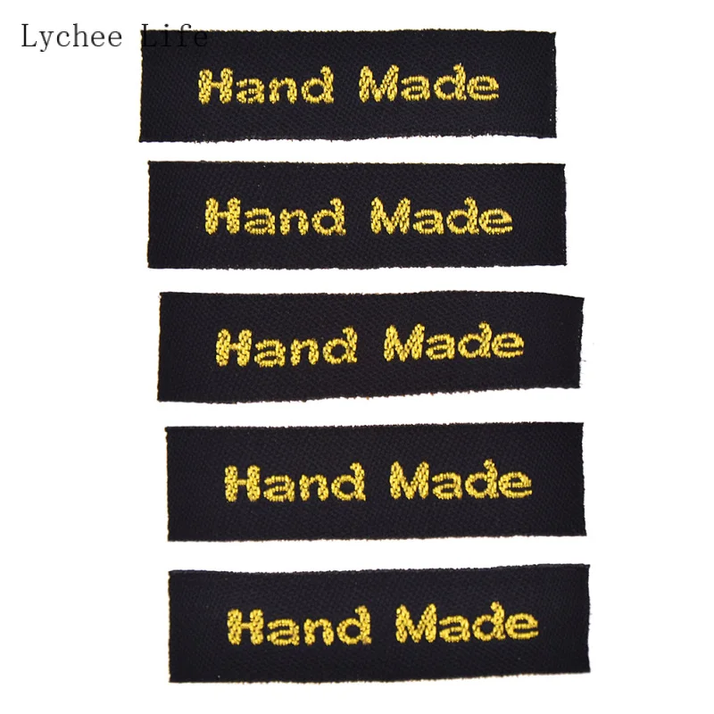100 шт./лот тканые ярлыки золотого цвета для одежды швейных изделий своими