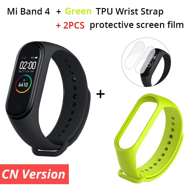 CN n Green Starp Xiaomi mi-браслет 4 смарт-браслет AMOLED экран mi Band 4 смарт-Браслет фитнес-браслет Bluetooth спортивный водонепроницаемый смарт-браслет - Цвет: CN n Green Starp