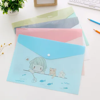 

1PC Waterproof Multi Pocket Plastic Kawaii A4 File Folder Bag Document Paper Organizer Case Office School Stationery Supplies